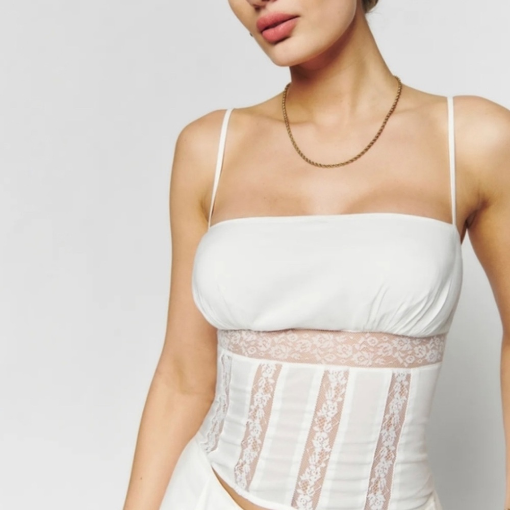 Reformation White Lace Danica Tank Top